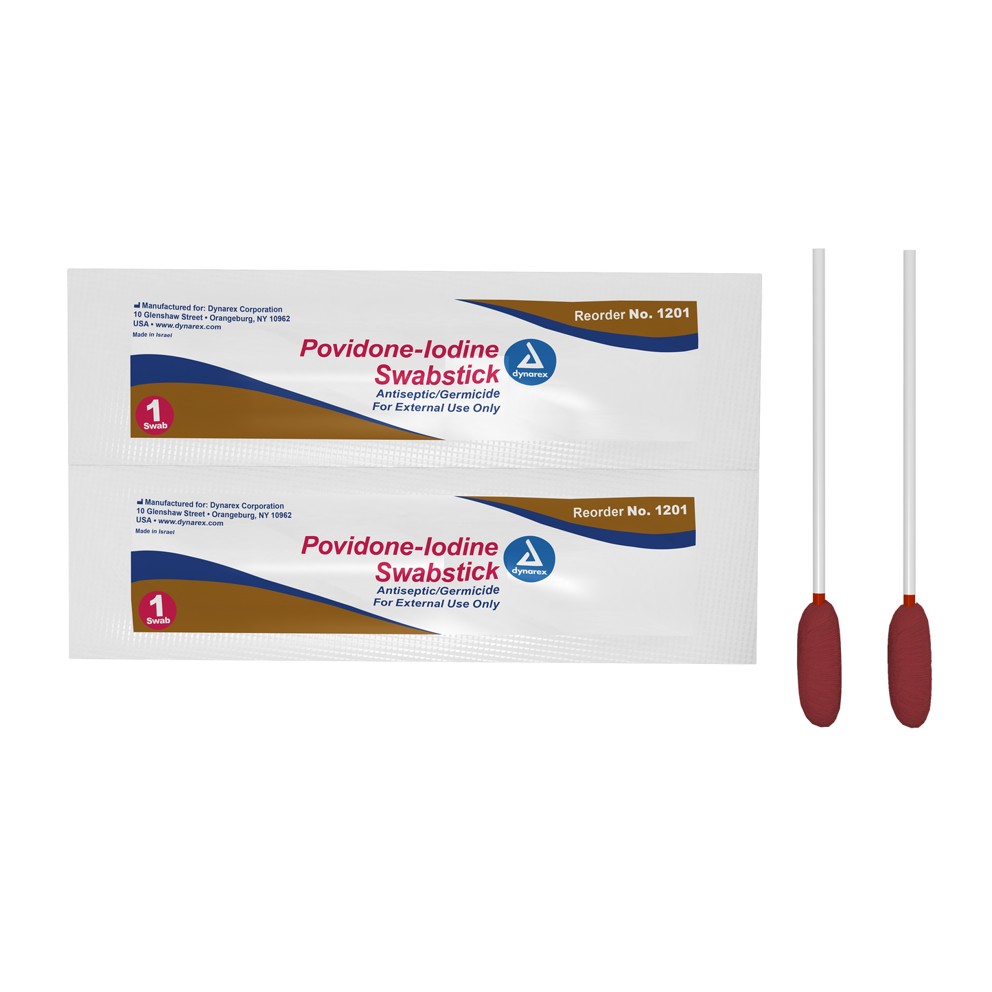 Dynarex - Povidone-Iodine Swabsticks, 1 swabstick per packet