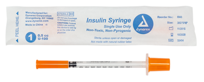 Dynarex - Insulin Syringe N/S - Individual Wrapped - .5cc