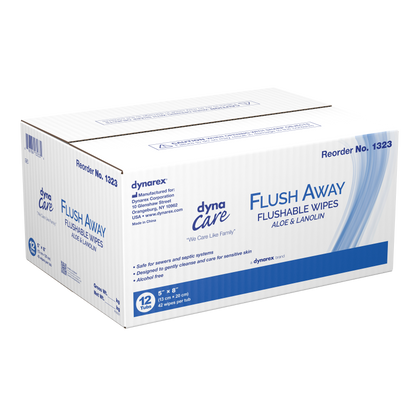 Dynarex - Flushable Wipes (Junior) Tub Pack, 5" x 8"