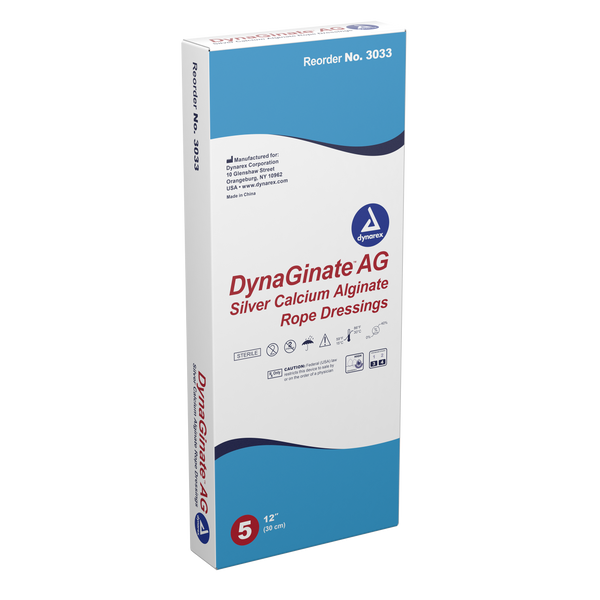 DynaGinate AG Silver Calcium Alginate Rope Dressing - .25″x12