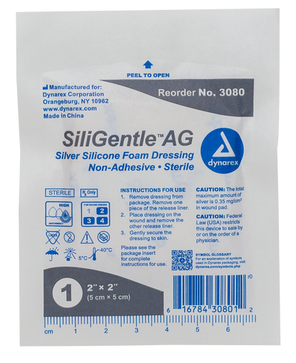 SiliGentle AG Silver Silicone Foam Dressing