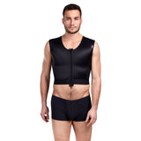 Man wearing black Lipoelastic MTmS Comfort short compression vest – front view