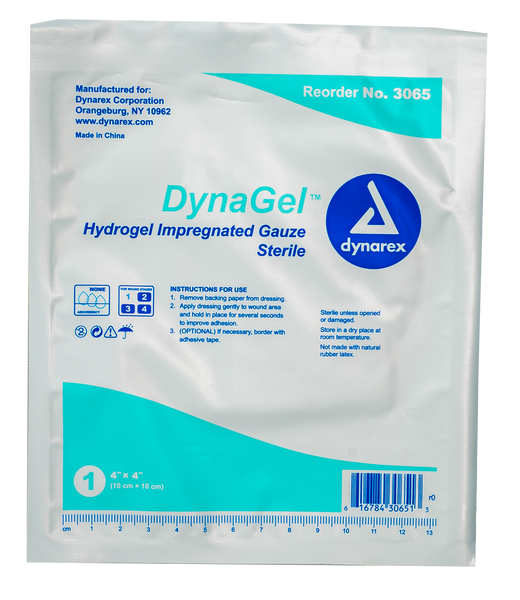 DynaGel Hydrogel Impregnated Gauze Dressing - 4"x4"