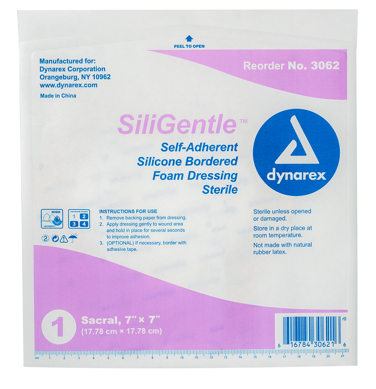 SiliGentle Silicone Bordered Foam Dressings - Sacral - 7"x7"