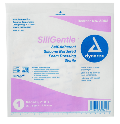 SiliGentle Silicone Bordered Foam Dressings - Sacral - 7"x7"
