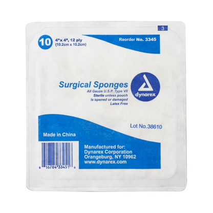 Dynarex - Sterile Surgical Gauze Sponge 10's 4"x 4" 12 Ply