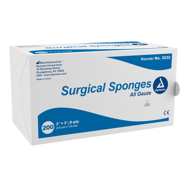 Dynarex - Surgical Gauze Sponge 3"x 3" 8 Ply
