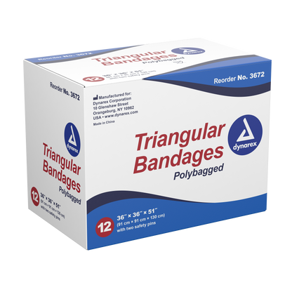 Dynarex - Triangular Bandages, 36" x 36" x 51", 12/box