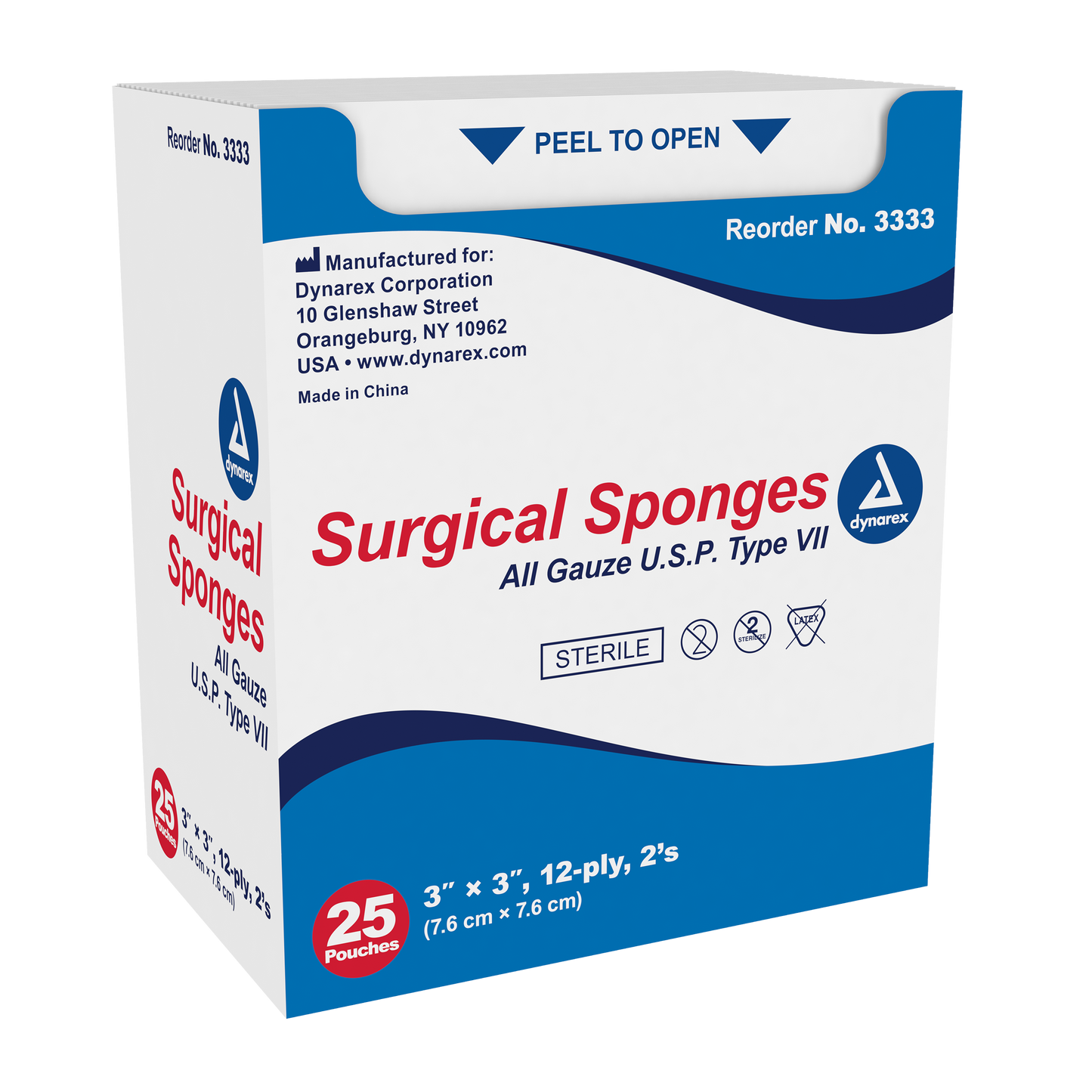 Dynarex - Surgical Gauze Sponge Sterile 2's 3"x 3" 12 Ply