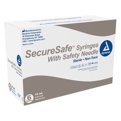 SecureSafe Syringe with Safety Needle  - 10cc - 21G, 1.5" needle