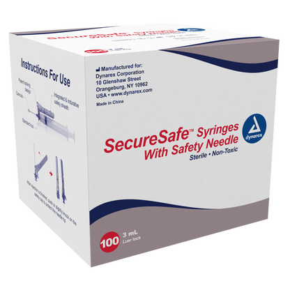 SecureSafe Syringe with Safety Needle - 3cc - 20G 1 1/2" needle