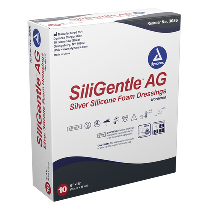 SiliGentle AG Silver Silicone Bordered Foam Dressing