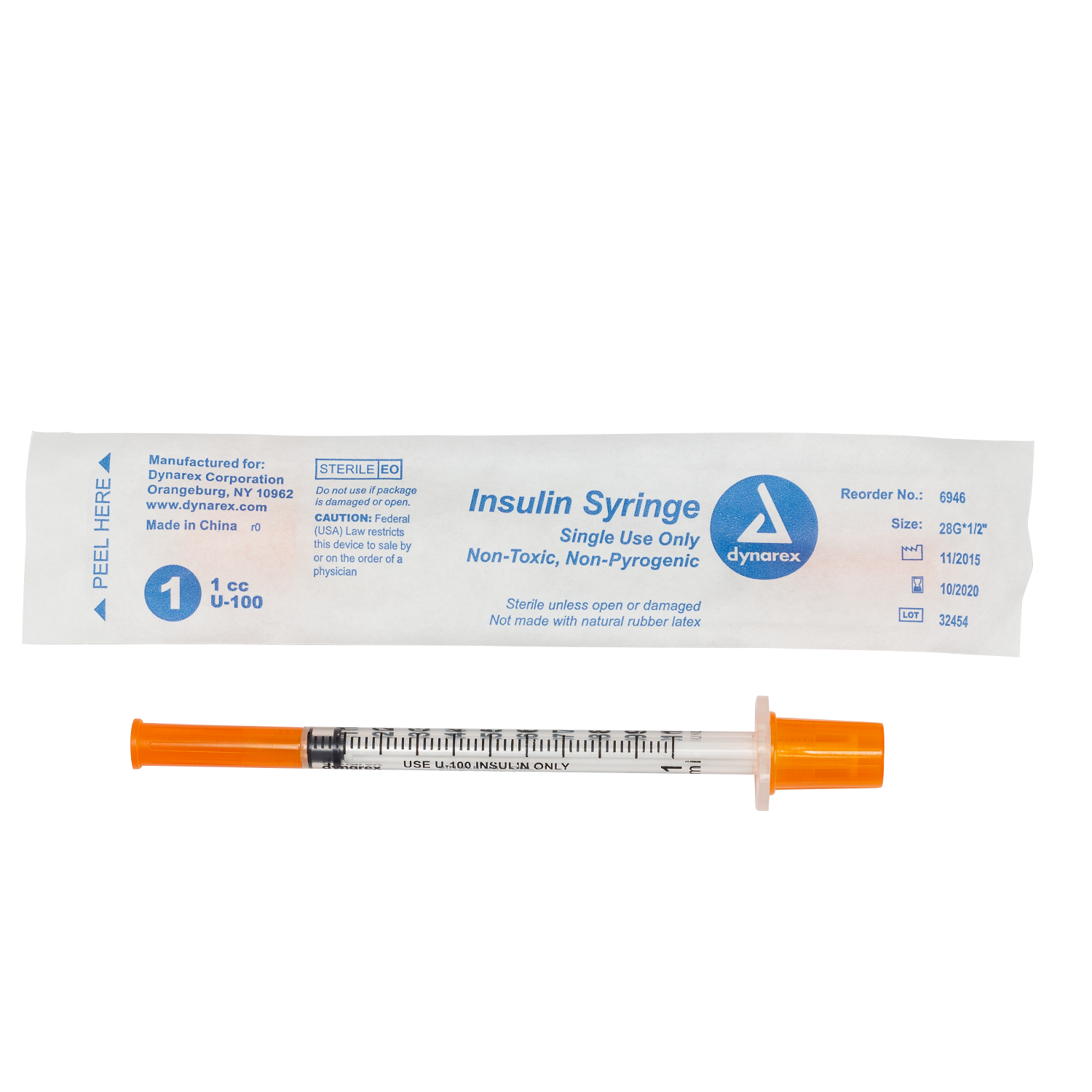 Dynarex - Insulin Syringe N/S - Individual Wrapped - 1cc – GoBioMed