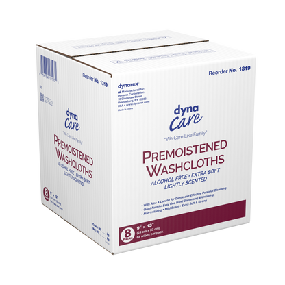 Dynarex - Premoistened Adult Washcloths, 9" x 13" - soft pack refills