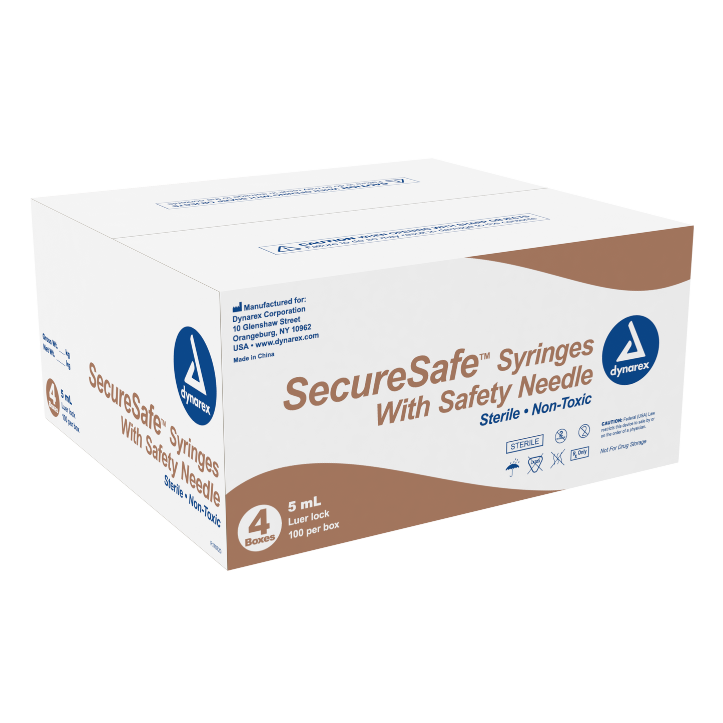 SecureSafe Syringe with Safety Needle - 5cc - 21G, 1.5" needle