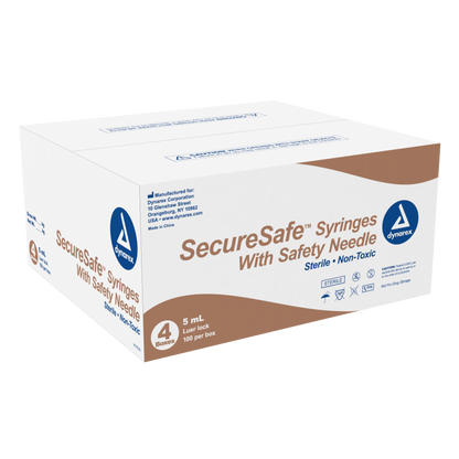 SecureSafe Syringe with Safety Needle - 5cc - 21G, 1.5" needle