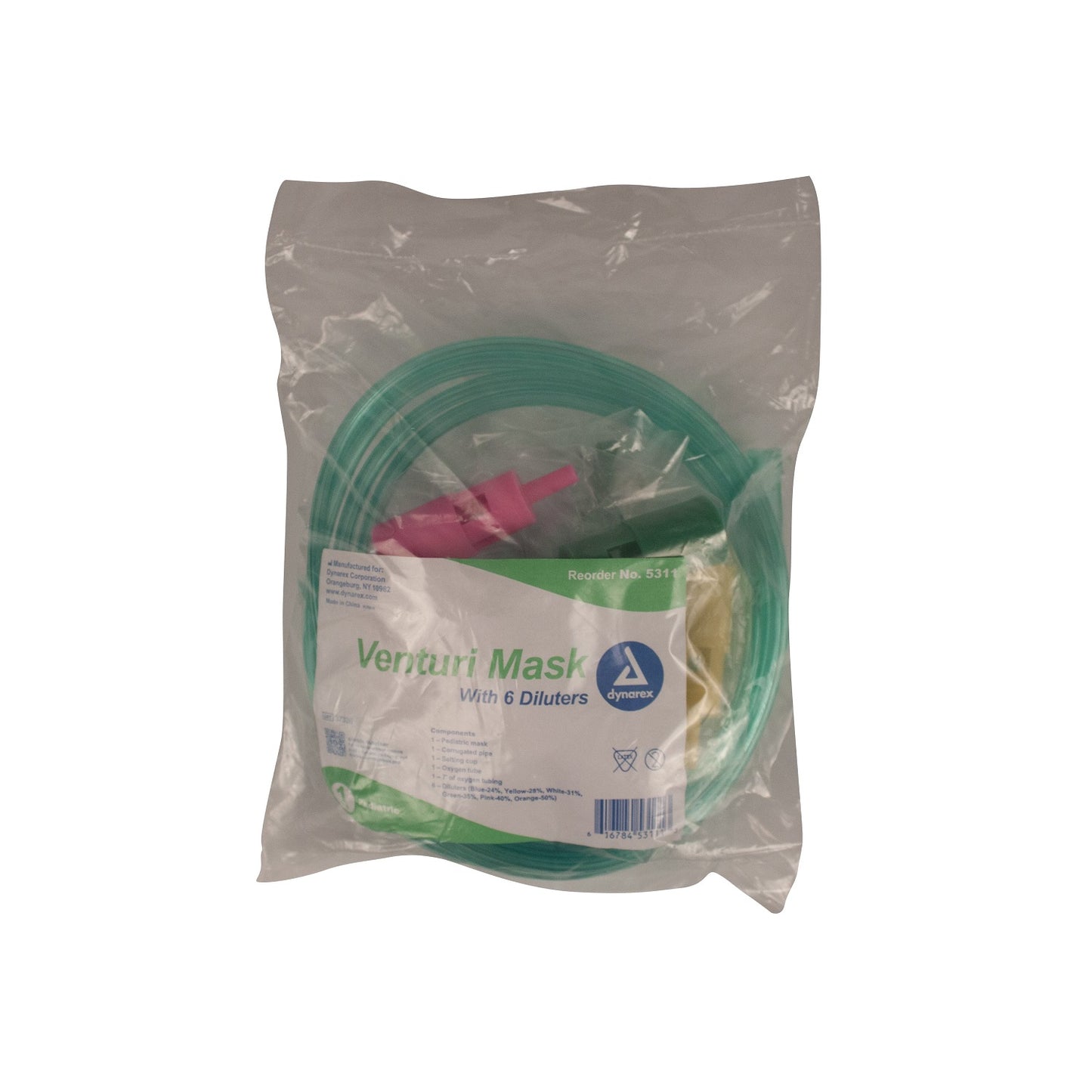 Dynarex - Venturi Mask, Pediatric 6dil, 7' Tubing, 50/case