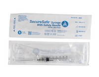 SecureSafe Syringe with Safety Needle - 3cc - 22G, 1.5" needle