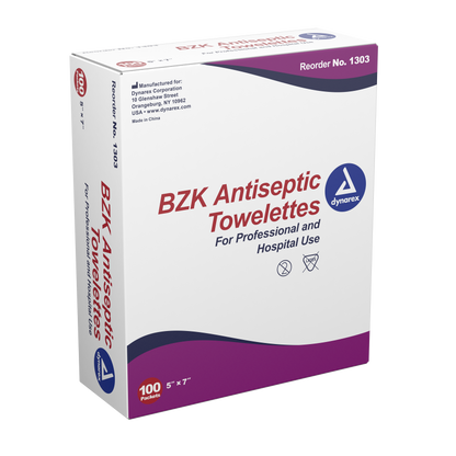 Dynarex - BZK Antiseptic Towelettes, 5" x 7"