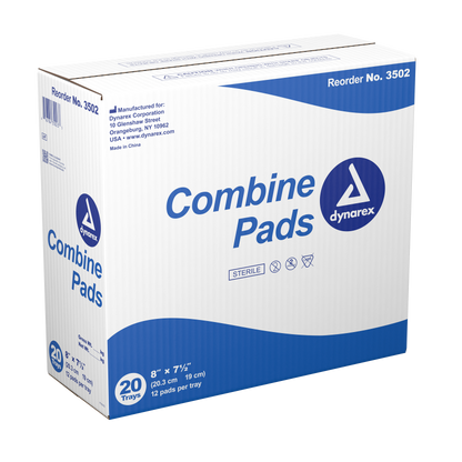 Dynarex - Combine Pads 1/pouch - Sterile, 8" x 7 1/2"