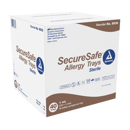SecureSafe Allergy Safety Syringe Tray - 1cc - 27G, 1/2" needle