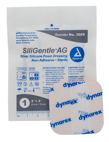SiliGentle AG Silver Silicone Foam Dressing