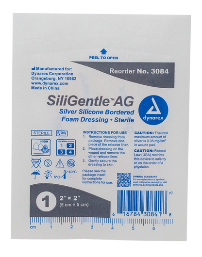 SiliGentle AG Silver Silicone Bordered Foam Dressing