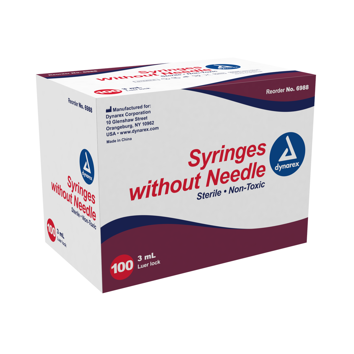 Syringe & Needle, Luer Lock, 3cc, 25G x 1, 100/box