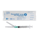 SecureSafe Syringe with Safety Needle - 3cc - 21G, 1.5" needle