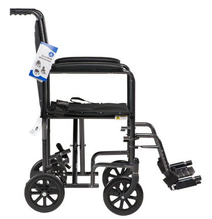 DynaRide Transport Wheelchair 17" Fixed Full Arm with FR