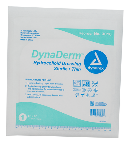 DynaDerm Hydrocolloid Dressing - Thin - 6"x6"