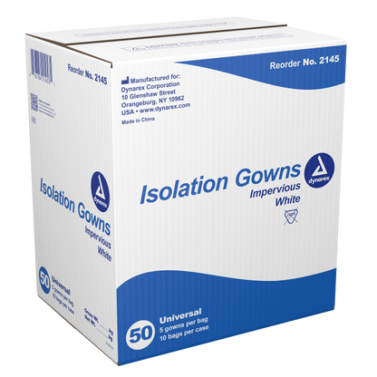 Dynarex - Isolation Gown Poly-Coated Barrier White - Universal