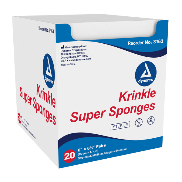 Dynarex - Krinkle Super Sponges - 6" x 6.75", Sterile, 2's