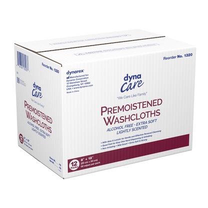 Dynarex - Premoistened Adult Washcloths, 8" x 12" - soft pack refills
