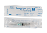 SecureSafe Syringe with Safety Needle - 5cc - 21G, 1.5" needle