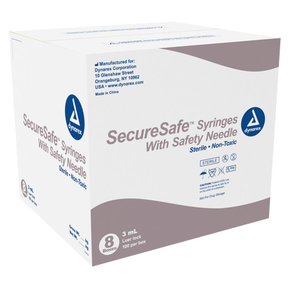 SecureSafe Syringe with Safety Needle - 3cc - 20G 1" needle