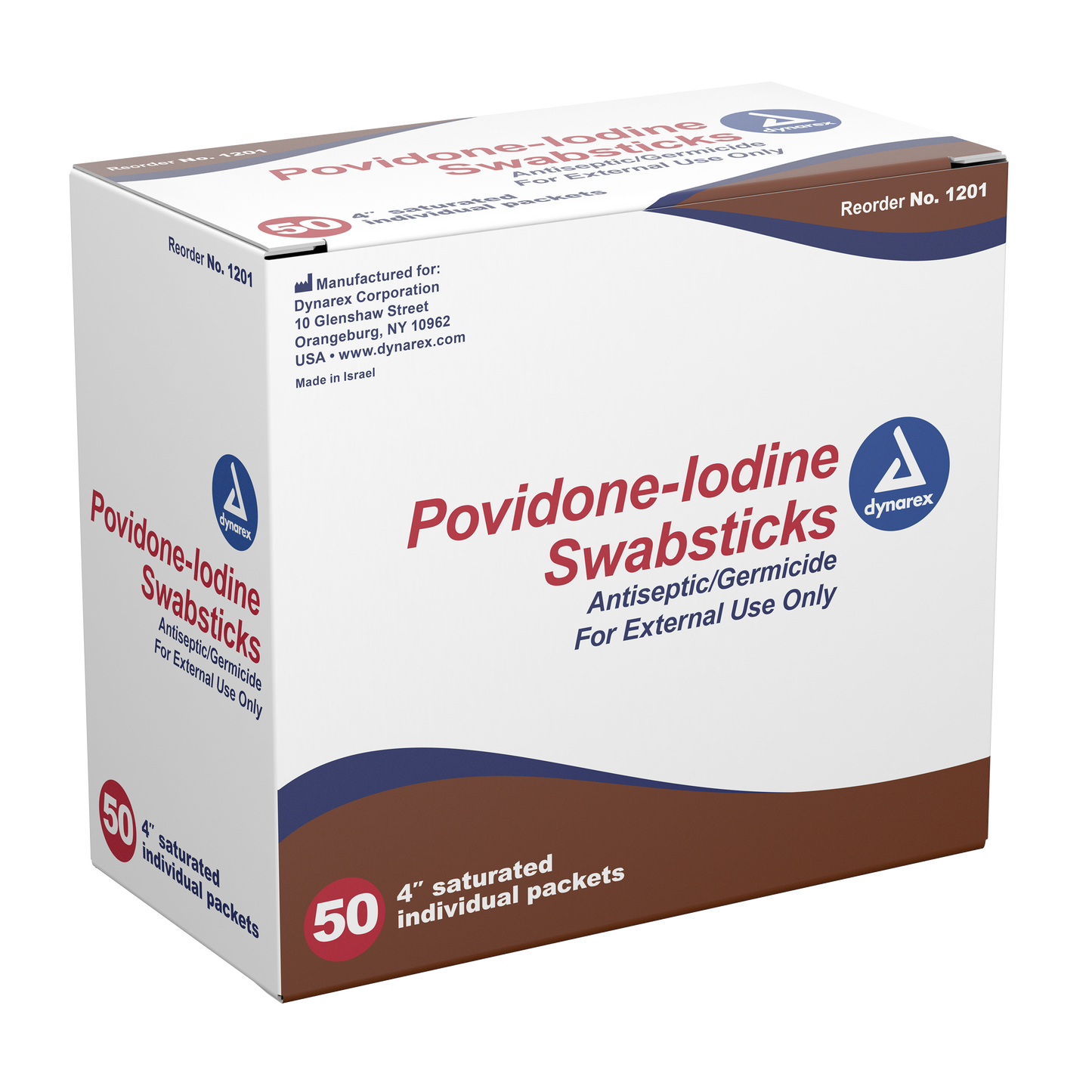 Dynarex - Povidone-Iodine Swabsticks, 1 swabstick per packet