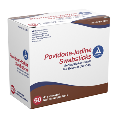 Dynarex - Povidone-Iodine Swabsticks, 1 swabstick per packet