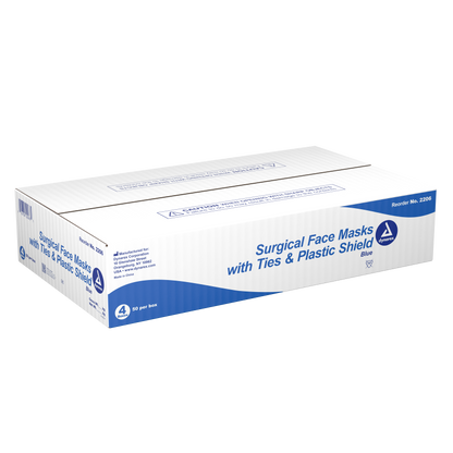Dynarex - Surgical Face Mask - with Ties & Plastic Shield Blue