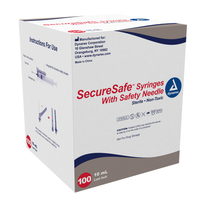 SecureSafe Syringe with Safety Needle  - 10cc - 21G, 1.5" needle