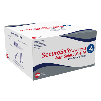 SecureSafe Syringe with Safety Needle - 1cc - 25G, 5/8" needle